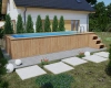 Træpool med polypropylenindsats 680 cm x 240 cm (THERMO WOOD) - moderne, holdbar havepool