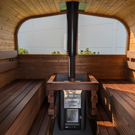 Moderna sauna da giardino CUBE MINI PLUS – esterna con funzione rilassante