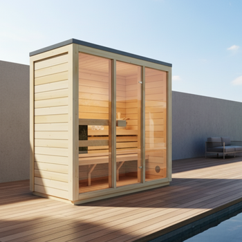 Gartensauna Bali M – Geräumige Außensauna für 3 Personen mit Elektroofen, perfekt zum Entspannen im Garten
