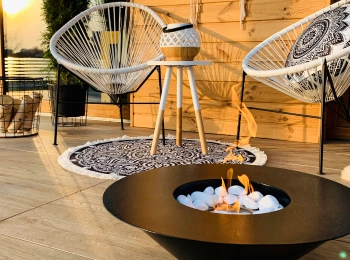 Freestanding Bioethanol Fireplace Universe Black Matt