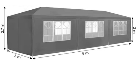 Tuinpaviljoen commercieel 3x9 m 8 wanden grijs MultiGarden | tuinmeubelen, ontspanning, modern design