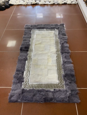 Luksusowy dywan z naturalnej skóry owczej - elegancki ręcznie wykonany dywan w stylu VERSACE