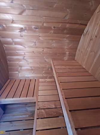 Vonkajšia terasa Sauna Black Easter Edition + ľadová vaňa / Elektrický sporák alebo WIFI sporák / Vysoko kvalitný škandinávsky smrek (Thermowood)