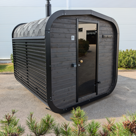 Moderna sauna da giardino CUBE MINI PLUS – esterna con funzione rilassante