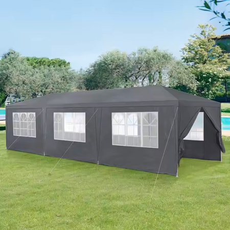 Kommersiella trädgårdspaviljongtält 3x9 m 8 väggar grå MultiGarden