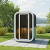 Tuinsauna ULLA130 Thermowood 1-2 personen – Nieuwe Rainbow-collectie / Finse Scandinavische sauna voor op het terras en in de tuin met elektrische kachel 220V / 230V / 400V