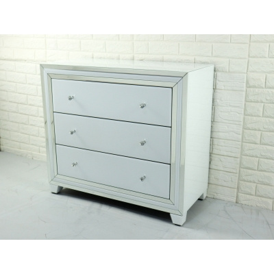 XANDRE Стъклена чанта - 3 чекмеджета - стъкло + MDF - 90 × 80 × 40 cm