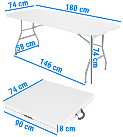 Πτυσσόμενο τραπέζι catering, μήκος 240 cm - λευκό
