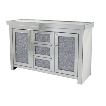 GLASKOMMODE RIXON • spejlglas + MDF • 130 × 80 × 35 cm