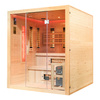 MO-EA4R-M COMBO Sauna infrarroja/finlandesa con calentador HARVIA de 8 kW y piedra de sal | Wellness | Relax | SPA | Madera Natural | Lista para Montar