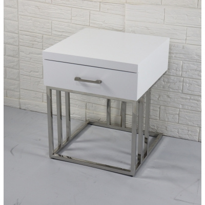 MILO WHITE öökapp - roostevaba teras, valge lakitud MDF-plaat (60×50×50 cm)