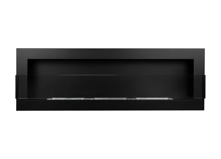 Væghængt biopejs med glas 1200 x 400 – elegant sort mat til dit hjem