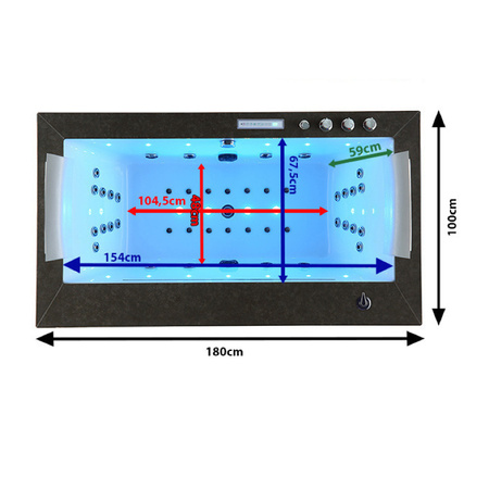 Kylpyamme Boston 926 Musta | Ash 180x100 cm 46 suihkua | Poreallas | Jacuzzi