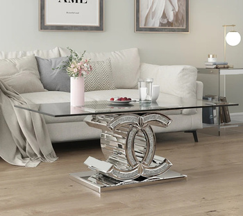  Stolik szklany CHACELL z kryształkami – elegancki mebel do salonu