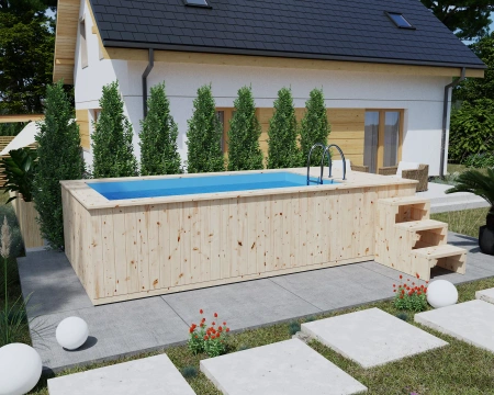Basen drewniany z wkładem polipropylenowym 480x240 cm – nowoczesny, trwały basen ogrodowy