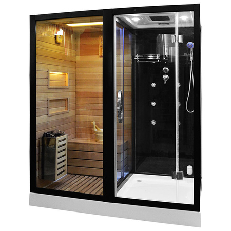 MO-1752B LEWA TRIO, sauna sec, sauna vapeur et cabine de douche 180X110X223CM | Bois Thermo | Design Moderne