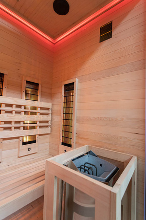 MO-EA2R-M COMBO infrardeča/finska savna s štedilnikom HARVIA 3,5 kW in solnim kamnom | Wellness | Relax | Spa | Pripravljeno za namestitev | Elegantni minimalizem