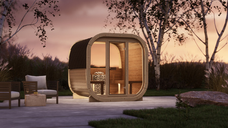 Sauna zewnętrzna Eke 220 dla 4-6 osób / Piec elektryczny lub Opalany Drewnem Harvia / Wysokiej Jakości Świerk Nordycki ( Sosnowe Drewno Termiczne) | Wellness | Relaks | SPA | Wellness | Relax | SPA | Nordycki Styl | Drewno Termiczne