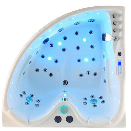 MASSAGEBADKAR MED VÄRMARE ROMA 764 HÖGER • VIT • 45 MUNSTYCKEN 150×150