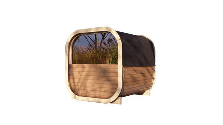 La sauna esterna Eke 220 per 4-6 persone / Fornello elettrico o a legna Harvia / Abete nordico di alta qualità (legno termico di pino) | Wellness | Relax | SPA | Wellness | Relax | SPA | Stile nordico | Legno termico