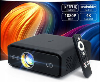 Zenwire E510H Mini Projektor Full HD 4K Rzutnik Android TV 11 WiFi 2.4/5 Ghz 500 Ansi 15000Lm Autofocus Autokeystone