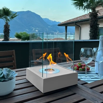 Freistehender Bio-Kamin Sunset Garden Mini grau matt