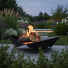 Brasero de jardin géométrique BOAT QualitySPA — (acier 3 mm, noir mat), « Ahoy, feu ! »