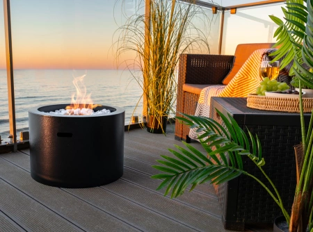 Free-standing bioethanol fireplace Moon black structural matte