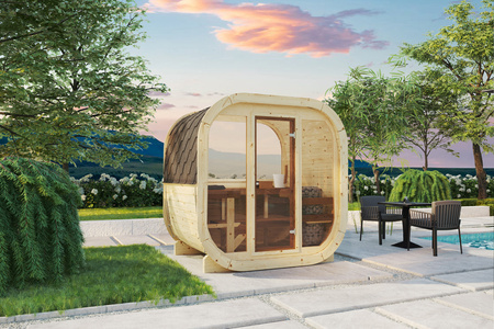 Eke 160 outdoor sauna for 3–4 people with Harvia Vega heater + free cosmetics + sauna accessories | Finnish sauna | thermowood | Thermally treated wood