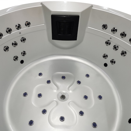 DELLA 916 balta perlamutra dārza virpuļvanna, antracīta korpuss 170x170 cm - luksusa spa dārzā