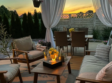 Sunset Garden Мини свободностояща камина на биоетанол матово черно - малка, екологична камина на биоетанол, идеална за интериор и тераси