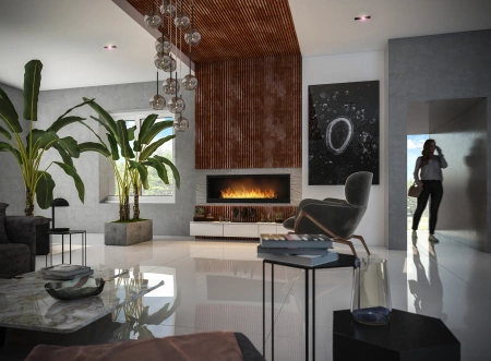 Minimalist built-in bioethanol fireplace Inside 1500 – black, Antisol glass