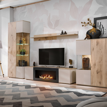 Cheminée bioéthanol dans un ensemble de meubles – Armoire moderne avec cheminée - CATALINA DVC CT-K