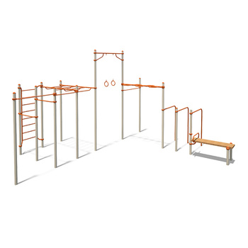 Conjunto de treino exterior S831.12 | Barras | Escada | Paralelas | Argolas