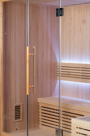 MO-SS2014H Sausā sauna ar HARVIA 6 kW sildītāju | Wellness | Relax | SPA | Mājas SPA | Panorāmas stikls