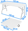 Sammenleggbart serveringsbord, lengde 240 cm - hvit