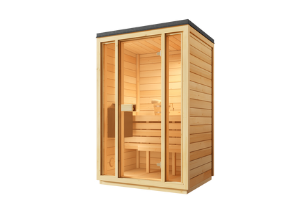 „Bali S Garden Sauna“ – erdvi lauko pirtis 2 asmenims su elektrine arba malkomis kūrenama krosnimi, puikiai tinkanti poilsiui sode