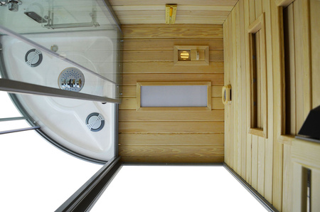 MO-1751W RIGHT TRIO, tør sauna, dampsauna og brusekabine 180X110X223CM