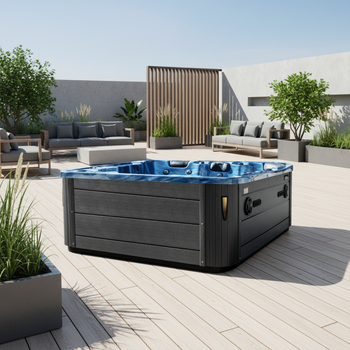 Hage-jacuzzi SPA508 – blå bølge, grått kabinett 215x190 cm