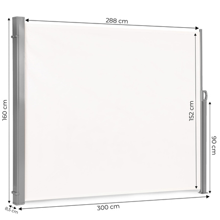 Składana markiza 300x160 cm boczna roleta parawan do ogrodu na taras beżowa