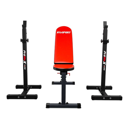 Bancă de antrenament + două suporturi pentru barbell