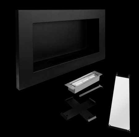 Bio-kamin 650x400 Slim klaasiga - must, kaasaegne bioetanooli kamin