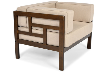 Houten tuinstoel EDEN donkerbruin/beige | comfortabele tuinstoel, modern design, terras en balkon