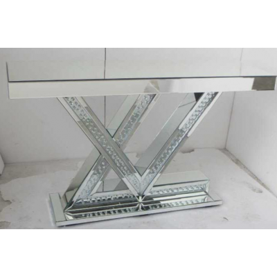 GLASKONSOL – X- & V-formet base, spejlglans, Transparent/Sølv