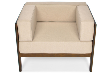 Havestol i træ EDEN mørkebrun/beige | Komfortabel havestol, moderne stil, terrasse og balkon