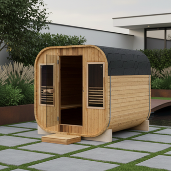 MO-2124 Sauna ogrodowa Infrared SQUARE 210X240X210CM – nowoczesna sauna zewnętrzna z promiennikami podczerwieni, LED i Bluetooth dla 6–8 osób