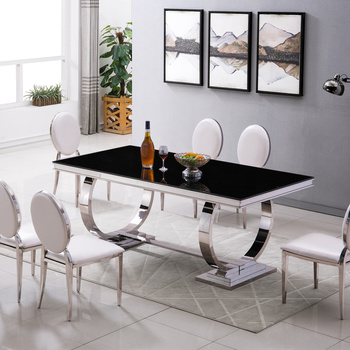 Dining table made of chrome-plated steel and tempered glass in a light lime color 150x90x75 cm