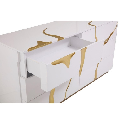   CÓMODA — MAGNETIC WHITE MARCANTE • MDF lacado + vidro • 75 × 130 × 40 cm