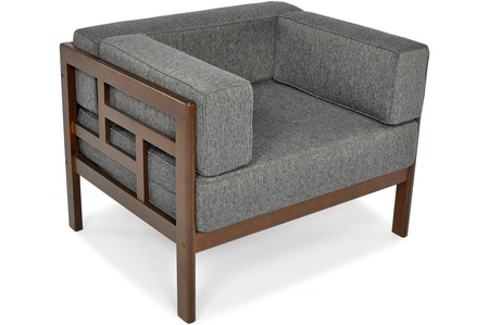 Дървен градински фотьойл EDEN тъмнокафяв/бежов | удобен градински фотьойл, модерен стил, за тераси и балкони