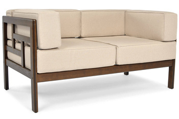 Canapea de grădină cu 2 locuri din lemn EDEN maro închis/bej | mobilier de grădină, agrement, stil modern